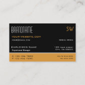 Carte De Visite Noir élégant et orange simple avec Monogramme (Dos)