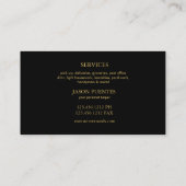 Carte De Visite Noir élégant et service professionnel de course (Dos)