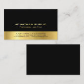 Carte De Visite Noir élégant moderne professionnel et or simples (Devant / Derrière)