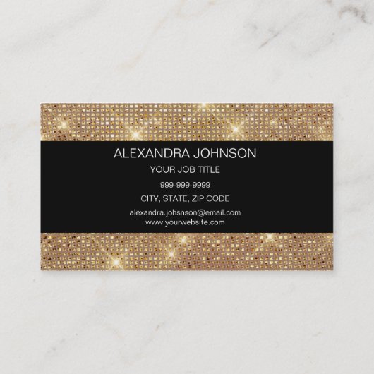 Carte De Visite Noir Élégant Or Sparkly Même Planner (Dos)