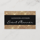 Carte De Visite Noir Élégant Or Sparkly Même Planner (Devant)