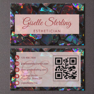Carte De Visite Noir Esthétique Gemstone QR Code