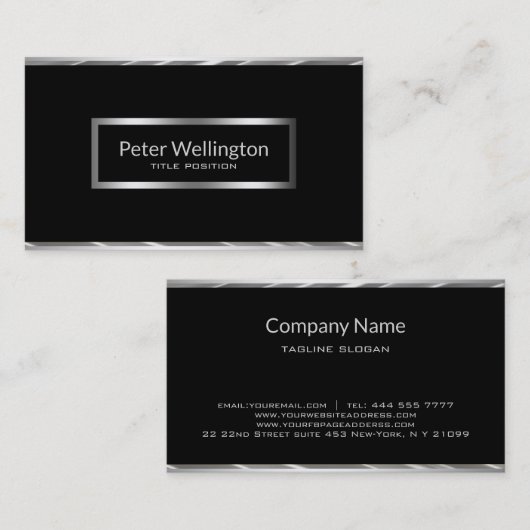 Carte De Visite Noir Et Argent (Devant / Derrière)