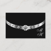 Carte De Visite Noir et argent moderne avec Monogram Professional (Devant)