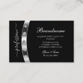 Carte De Visite Noir et argent moderne avec Monogram Professional (Dos)