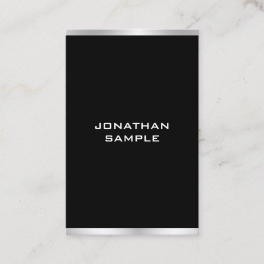 Carte De Visite Noir Et Argent Professionnel Élégant Moderne (Devant)