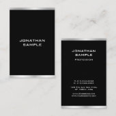 Carte De Visite Noir Et Argent Professionnel Élégant Moderne (Devant / Derrière)
