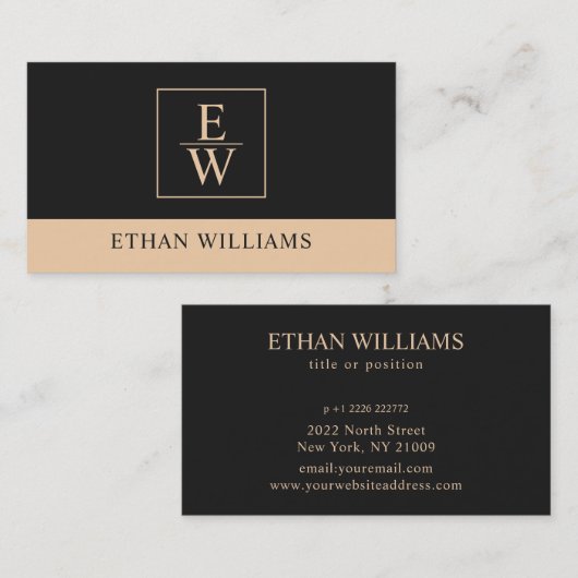 Carte de visite Noir Et Beige (Devant / Derrière)