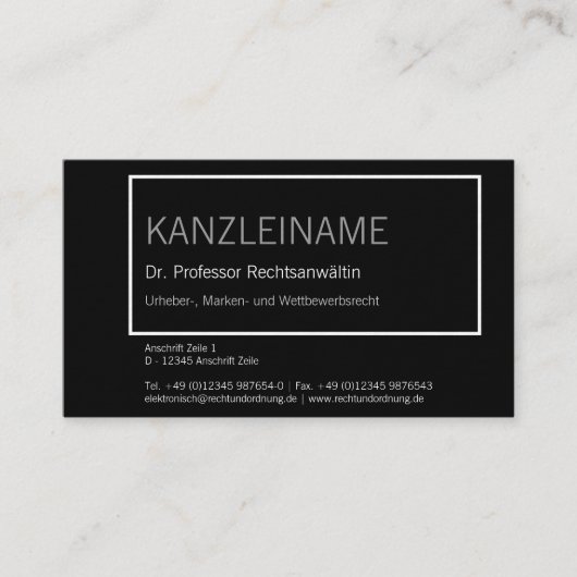 Carte De Visite noir et blanc (Devant)