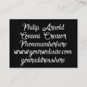 Carte de visite noir et blanc (Dos)