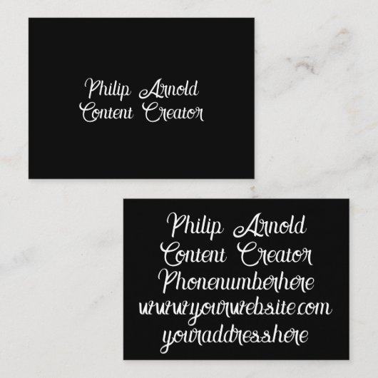 Carte de visite noir et blanc (Devant / Derrière)