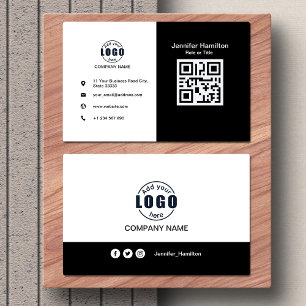 Carte De Visite Noir et blanc ajouter votre code QR