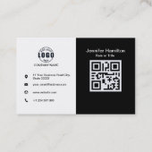 Carte De Visite Noir et blanc ajouter votre code QR (Devant)