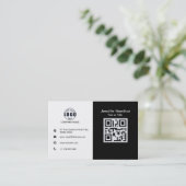 Carte De Visite Noir et blanc ajouter votre code QR (Debout devant)