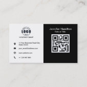 Carte De Visite Noir et blanc ajouter votre code QR standard (Devant)