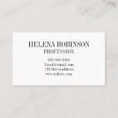 Carte de visite noir et blanc audacieux (Dos)