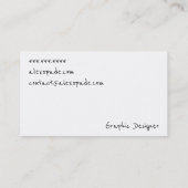 Carte de visite noir et blanc audacieux de (Dos)