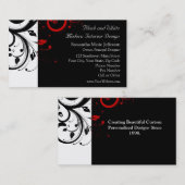 Carte De Visite Noir et blanc avec flèche inverse rouge (Devant / Derrière)