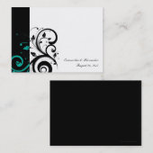 Carte De Visite Noir et blanc avec Turquoise rotation inverse (Devant / Derrière)