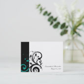 Carte De Visite Noir et blanc avec Turquoise rotation inverse (Debout devant)