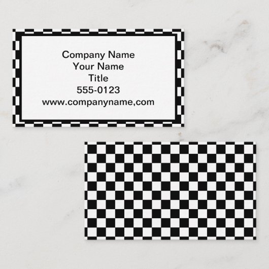 Carte De Visite Noir et blanc Checkered (Devant / Derrière)