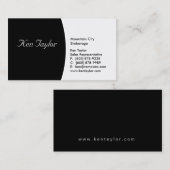 Carte de visite noir et blanc chic rond (Devant / Derrière)