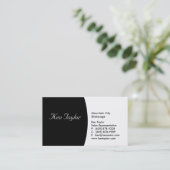 Carte de visite noir et blanc chic rond (Debout devant)