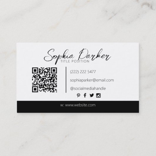 Carte De Visite Noir Et Blanc Classique (Dos)