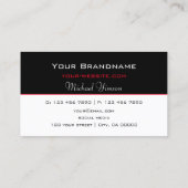 Carte De Visite Noir et blanc classique Cool simple professionnel (Dos)