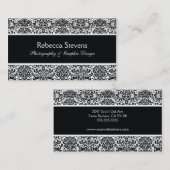 Carte de visite noir et blanc de damassé (Devant / Derrière)