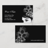 Carte de visite noir et blanc de fille (Devant / Derrière)