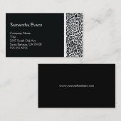 Carte de visite noir et blanc de léopard (Devant / Derrière)