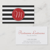 Carte de visite noir et blanc de monogramme de (Devant / Derrière)