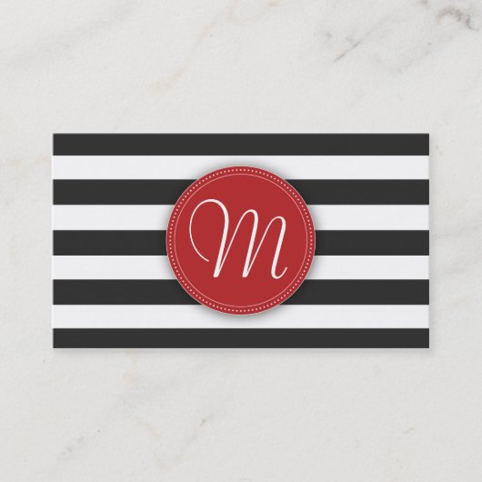 Carte de visite noir et blanc de monogramme de (Devant)