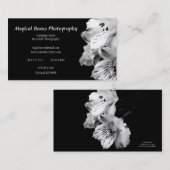 Carte de visite noir et blanc de profil de lis (Devant / Derrière)