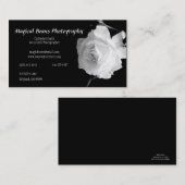 Carte de visite noir et blanc de profil de rose (Devant / Derrière)