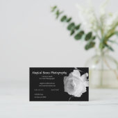 Carte de visite noir et blanc de profil de rose (Debout devant)