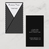 Carte de visite noir et blanc de rayure d'art déco (Devant / Derrière)