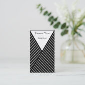 Carte de visite noir et blanc de rayure d'art déco (Debout devant)