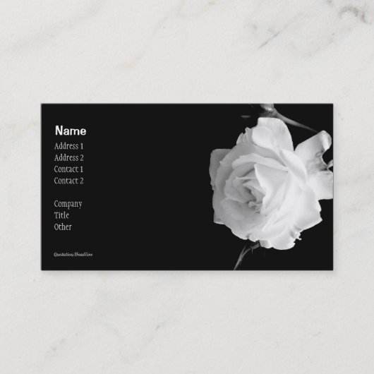 Carte de visite noir et blanc de rose (Devant)