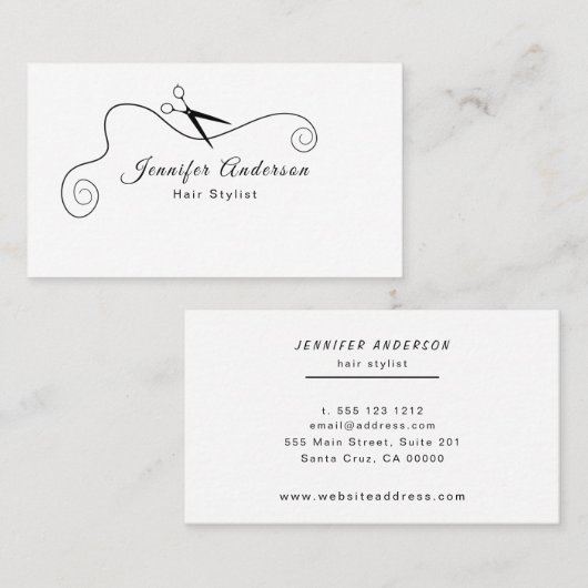 Carte de visite noir et blanc des ciseaux de la St (Devant / Derrière)