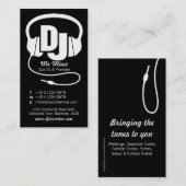 Carte de visite noir et blanc d'instigateur du DJ (Devant / Derrière)