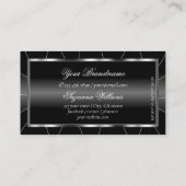 Carte De Visite Noir et blanc élégant avec diamants et monogramme (Dos)