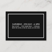 Carte De Visite Noir et blanc élégant, billet d'entrée (Dos)