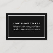 Carte De Visite Noir et blanc élégant, billet d'entrée (Devant)