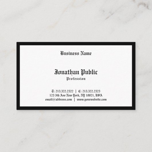 Carte De Visite Noir Et Blanc Élégant Script De Calligraphie À La  (Dos)