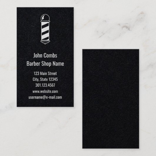 Carte de visite noir et blanc fait sur commande de (Devant / Derrière)