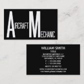 Carte de visite noir et blanc mécanicien d'aéronef (Devant / Derrière)