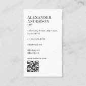 Carte De Visite Noir et blanc minimum Ajouter votre logo Code QR (Dos)