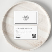 Carte De Visite Noir et blanc minimum Ajouter votre logo Code QR